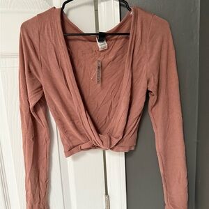 Women's Pink Twist Front Top